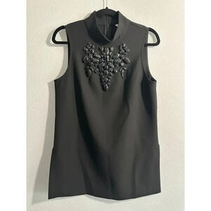Trina Turk Bejeweled Rhinestone Mock Turtleneck Tunic Size 8